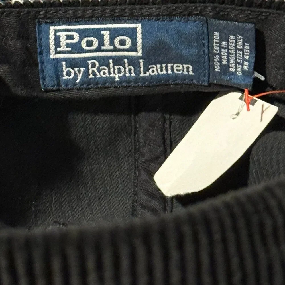 NWT Vintage Polo Ralph Lauren Corduroy Cap Leather Strap 100% Cotton OSFA